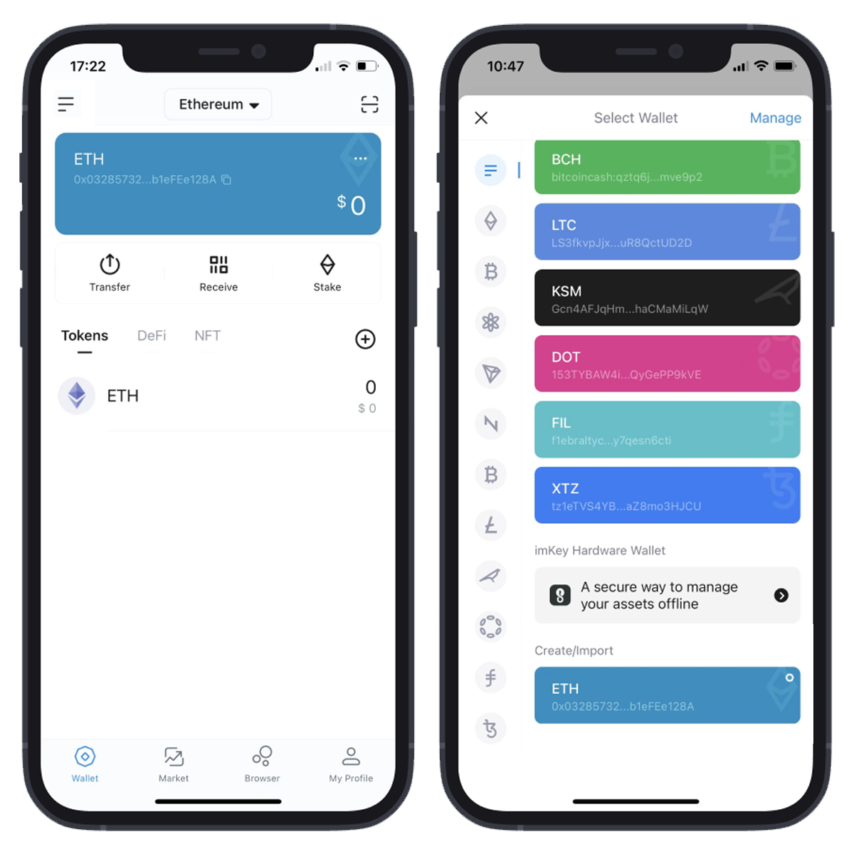 What are the cryptocurrencies that WebX Wallet supports